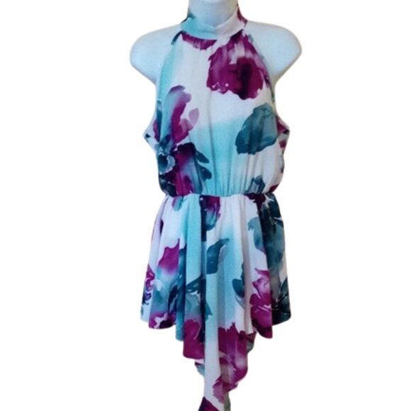 --- Multicolor Halter Floral Dress Size Large - Picture 1 of 3